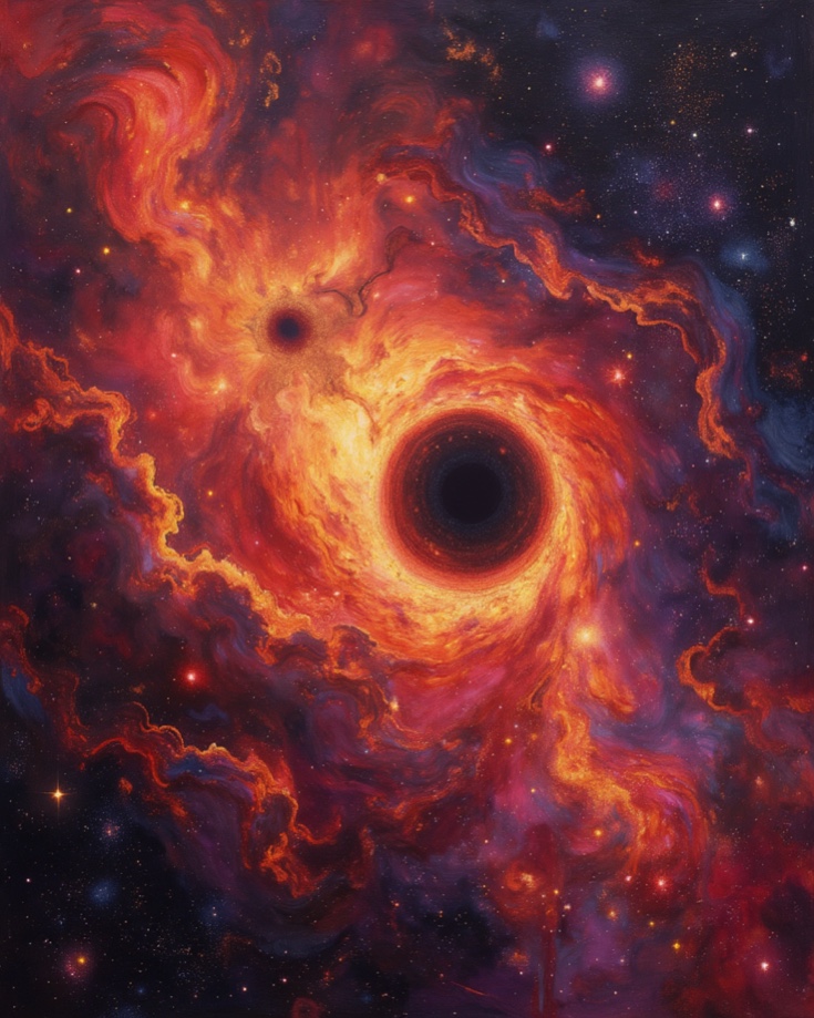 Vibrant colors and symbolic imagery swirling in dreamscape