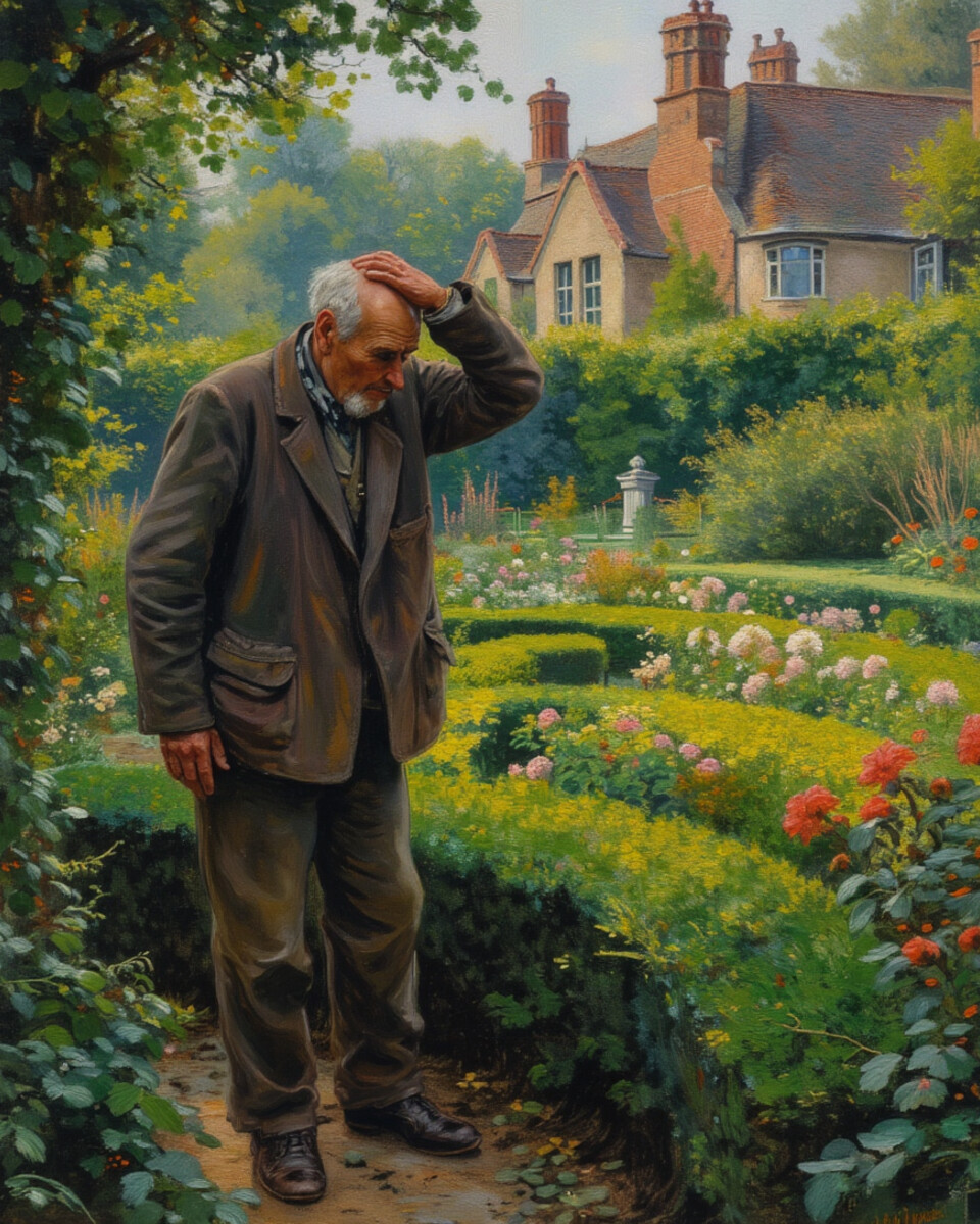 Person standing at intersection of multiple pathways in fog