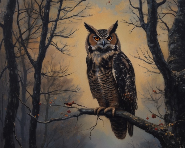 Owl in a mystical forest - symbolizing wisdom and insight in dreams